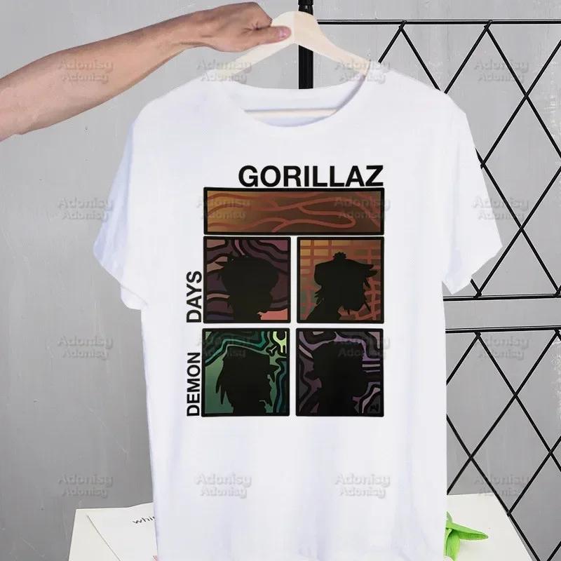 Gorillaz Modern Music Band Cartoon Men's Tshirt Cute Printing Shirt Mens Fashion T-Shirt For Men Casual Tops Short Sleeve