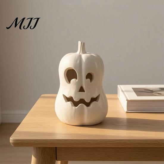 Gift for Halloween Lovers Pumpkin Lantern Ornament, Resin Hollow Tabletop Figurine, Farmhouse Thanksgiving Decor Decorative Table Centerpieces