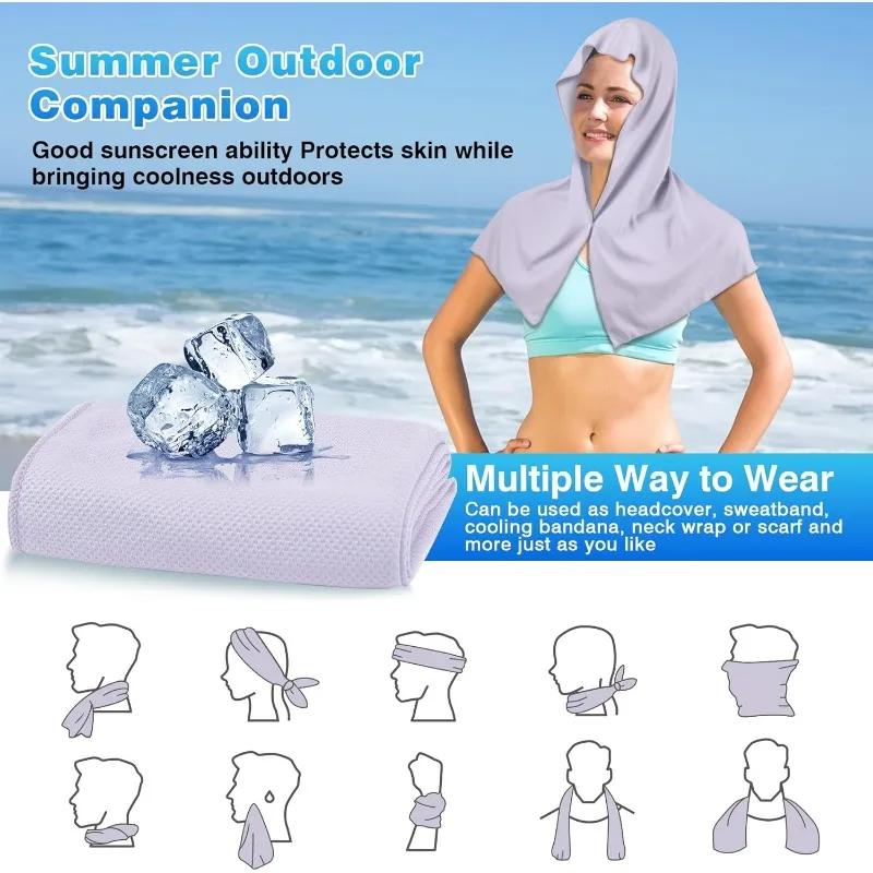 Cooling Hoodie Towel Cooling Towels Quick Drying Absorbent Towels for Neck and Face UV Protection Sport Workout Camping Cycling