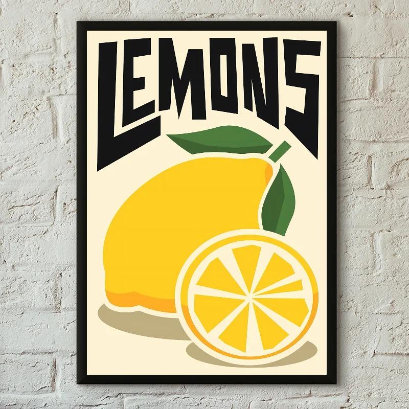 Minimalist La Dolce Vita Lemon Canvas Poster Fresh Lemon Fruit Wall Art for Modern Living Room Bedroom Bar Cafe and Home Decor