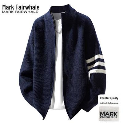 Men's Stand-Up Collar Solid Knit Cardigan