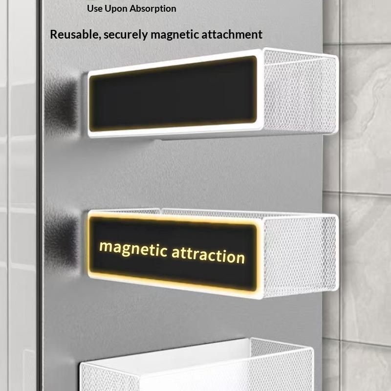 Heavy Duty Metal Magnetic Refrigerator Storage Rack Large Capacity Space Saving Organizer for Pantry Snacks