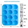 Nonstick Silicone Muffin Pan - Muffin Molds for Muffins and Cupcakes Cupcake Silicone Molds Baking Accessories - 12 X Muffin Molds (12-Red+Blue)