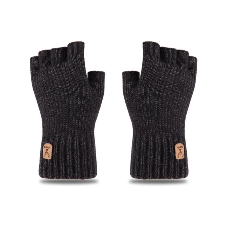 

Мужские шерстяные перчатки без пальцев — вязаные, для сенсорных экранов, эластичные, теплые для осени/зимы, идеально подходят для набора текста, письма, езды на велосипеде. хизер серый