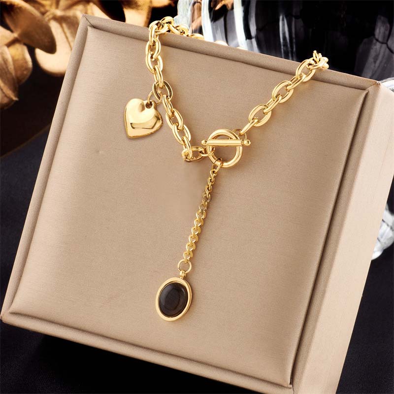 

Модное ожерелье с подвеской в ​​форме сердца для женщин, цепочка из нержавеющей стали золотого цвета, толстая пряжка с пряжкой, ожерелье, свадебные украшения, подарок
