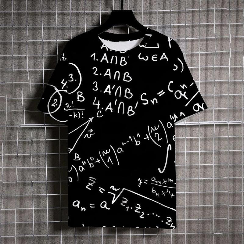 3D Printed Math Formula T-Shirt For Men Experiment Pattern T Shirts Summer Casual Short Sleeves Round Neck