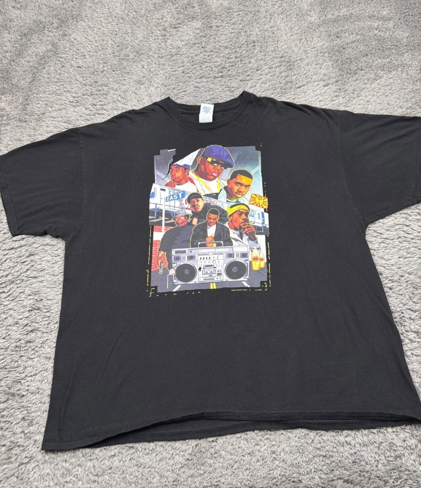 Vtg East Coast Rappers T Shirt Adult 3XL Black Graphic Biggie Jay Z Hip Hop 90s Unisex T-Shirt XXXL