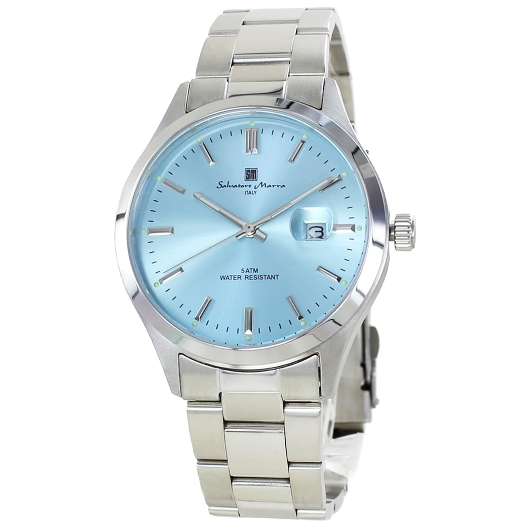 

дата 5 АТМ вода браслет из нержавеющей стали свет [Salvatore Marra] Мужские часы, календарь, водозащита, [] (№ 4 синий)