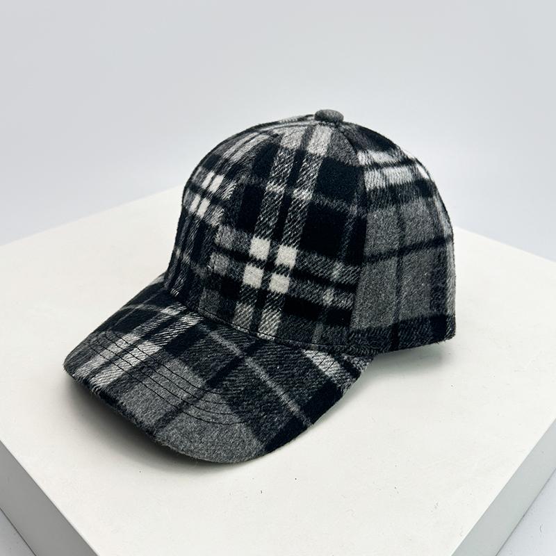 Und Damen Britischer Stil Karomuster Farbkontrast Baseballkappen Sonnenschutz Lässig Wärmeisolierend Vintage Schirmmützen All-Match Mode Hartschale