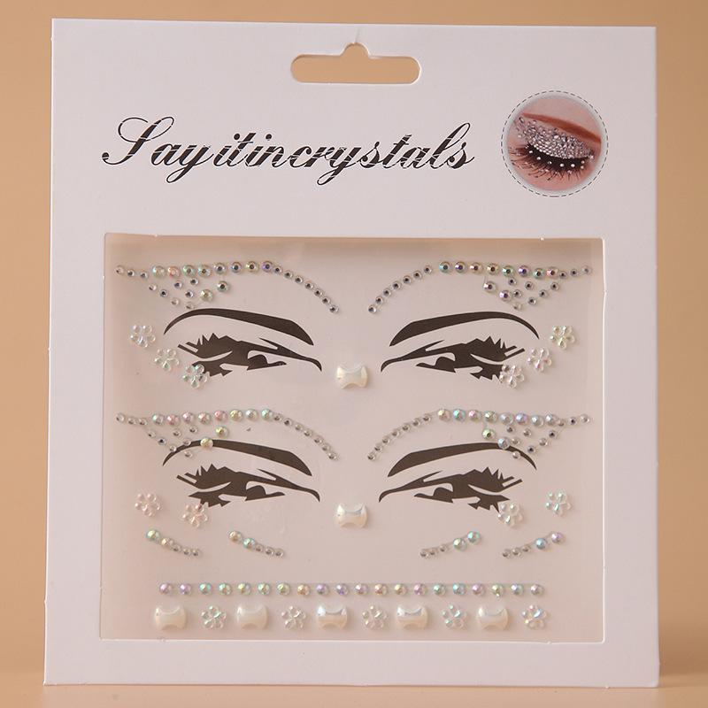 Crystal Tattoo Sticker Glitter Eyeliner Eyebrow Makeup Face Eyes Diamond Temporary Tattoo Rock Rhinestone 3D Eyeliner Stickers