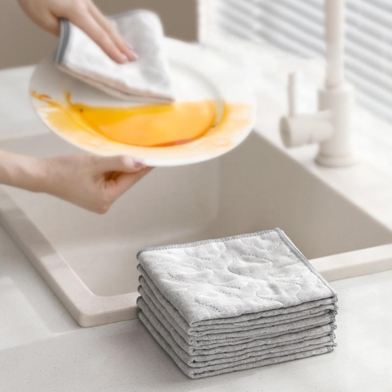 6PCS Kitchen Dish Cleaning Towel for Efficient Dish Washing Surfaces Wiping and Liquid Absorption Dish Cloth