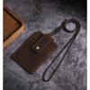 US Retro Crazy Horse Leather ID Card Badge Holder with Lanyard for Mens Multi Card Slots Coffee Cards Cases Office Supplies
