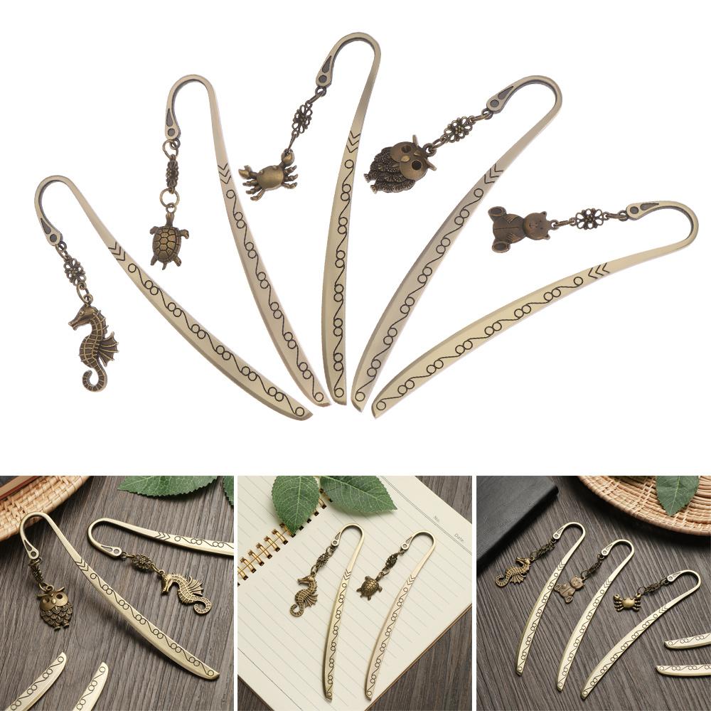 

Китайский стиль Креативные канцелярские товары Сова Медведь Милое Животное Кулон Черепаха Краб Ретро Металлическая Закладка