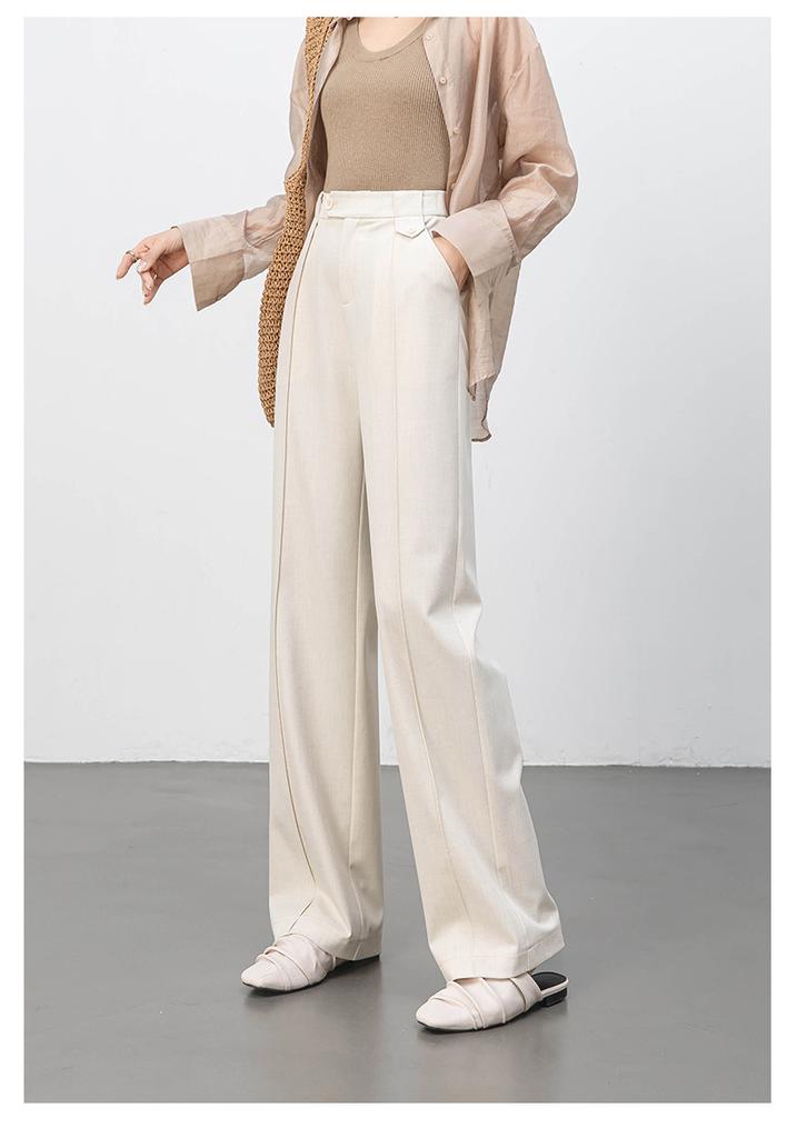 1116 Spring Narrow Straight Pants Women's High Waist Skinny Versatile Wide Leg Pants Commuting Casual Straight Pants