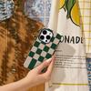 Green Checkerboard Phone Case for IPhone 16 15 14 13 12 11 X XS XR XSMAX 7 8 Pro Max Plus Double-layer Back Cover
