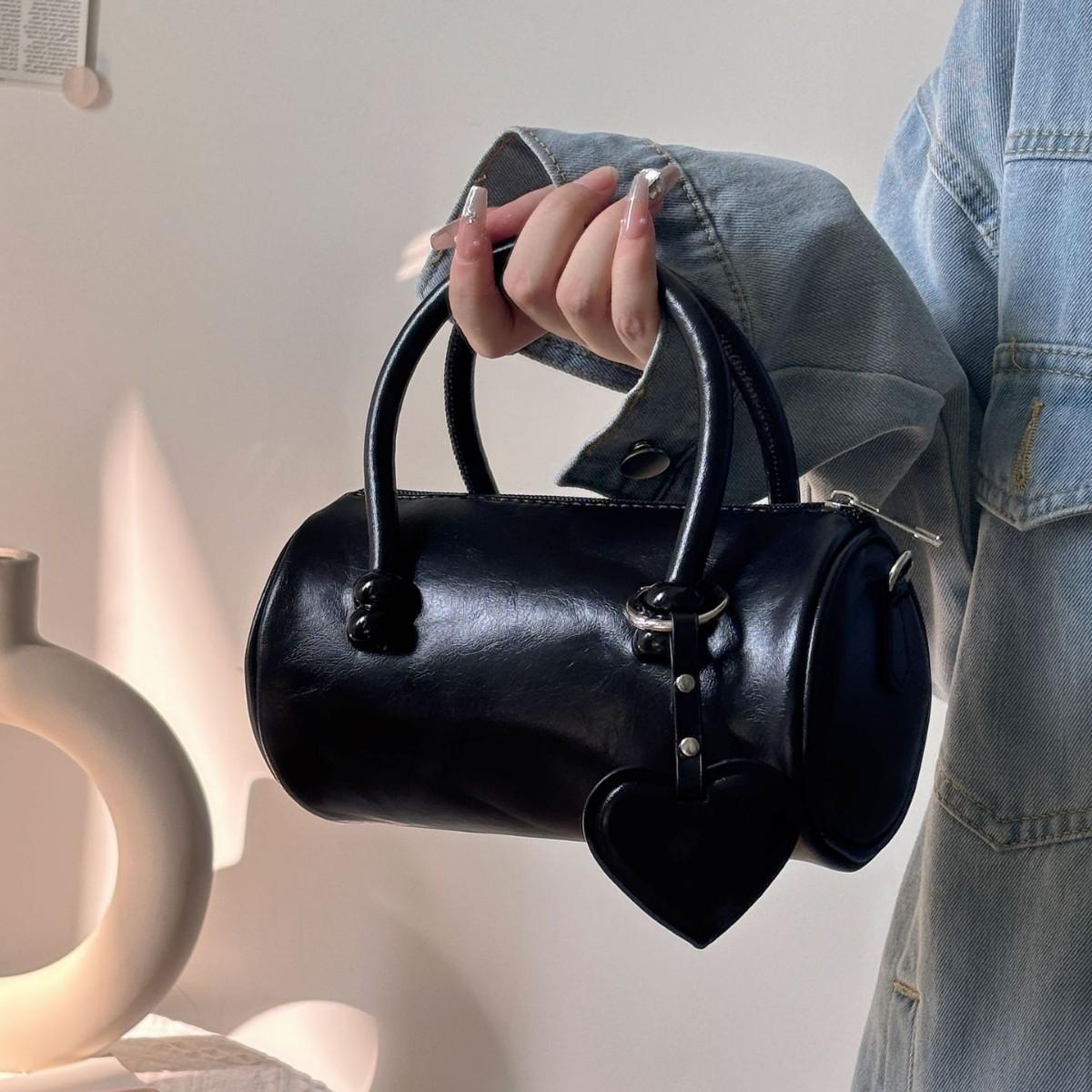 

2025 New Korean Style Premium Black Retro Bowling Shoulder Bag Fashionable Versatile Crossbody Bag чёрный