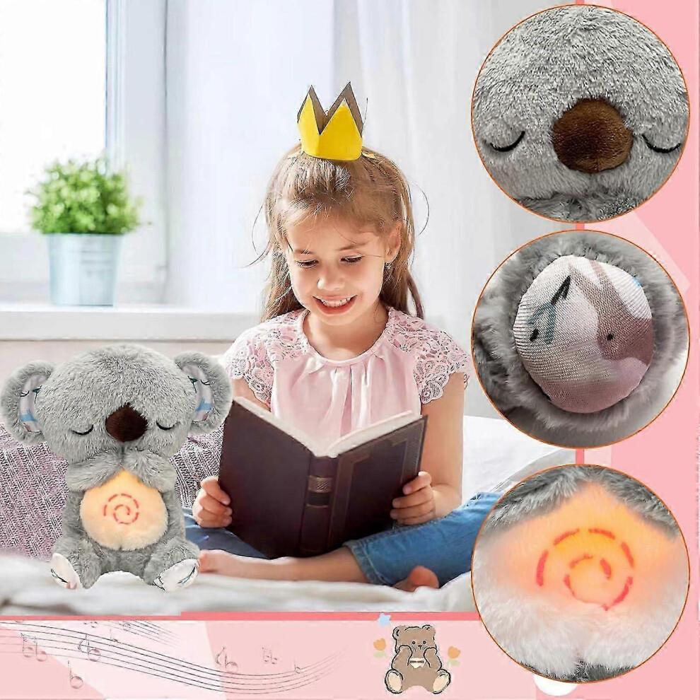 Relief Koala Breathing Stuffed Animal Baby Sound Machine Soother Koala Bear Anxiety Relief Koala Breathing with Sensory Music Lights(Grey)
