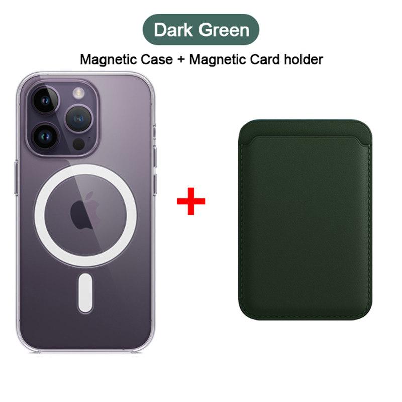 2-i-1 for Magsafe Kortholder Lommebok Magnetveske For iPhone 15 14 13 12 11 Pro XS Max X XR Trådløst ladetilbehør