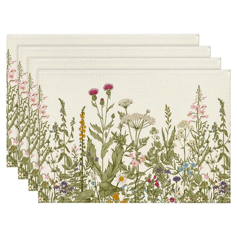 Linen Meal Mat for Spring and Summer, Sunflower Flowers Kitchen Decoration, Dining Table Insulation and Anti Fouling Mat