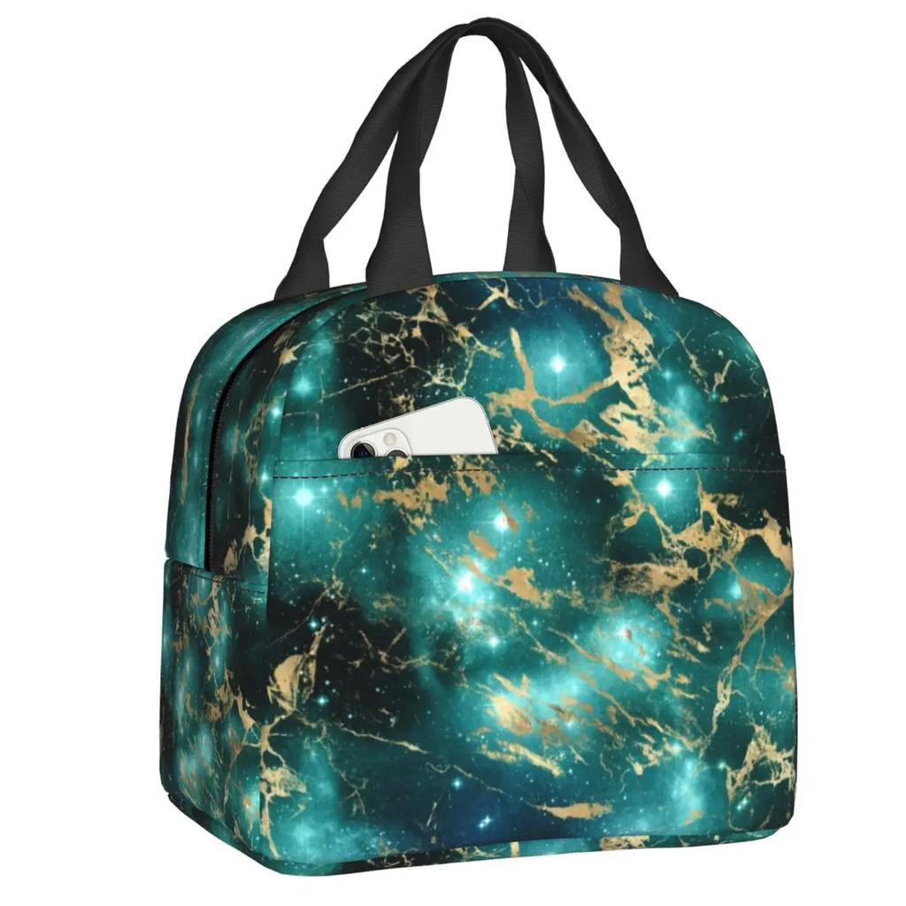 Marmor Grau Kupfer Schwarz Gold Isolierte Lunchtaschen für Frauen Abstraktes Muster Kühltasche Thermische Lebensmittel Lunchbox Kinder Schule Kinder