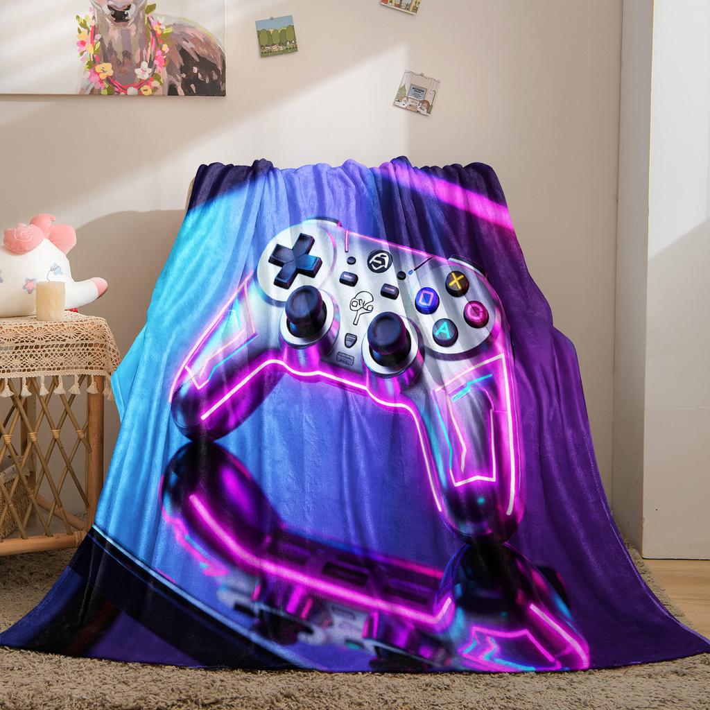 Chic High-end Vibe Game Controller Print Flannel Throw Blanket for Adult Quality Cozy Soft Warm Blanket for Travel Office Home