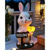 Solar Garden Rabbit Statues Outdoor Bunnies Figurine Decorations for Patios Yard Lawn Ornament Easter Housewarmings Gift