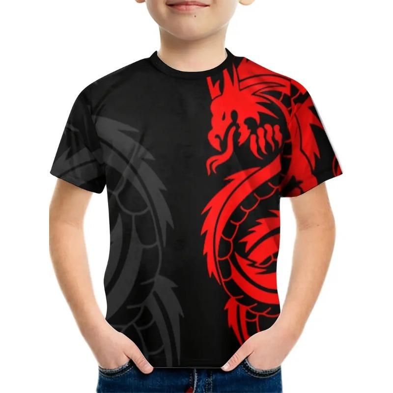 2024 Retro Hai Mode T-Shirt Tier 3D Druck Top T-Shirt Kinder Jungen Kleidung Anime Kurzarm Lässig Kinderbekleidung