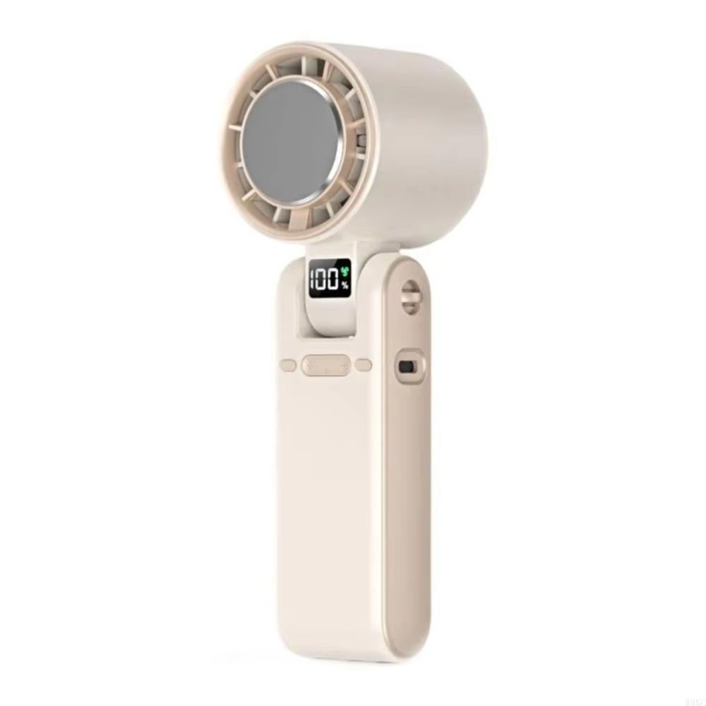 

Rechargeable Portable Fan LED Display Handheld Electric Fan New Quiet Fan Home Use бежевый