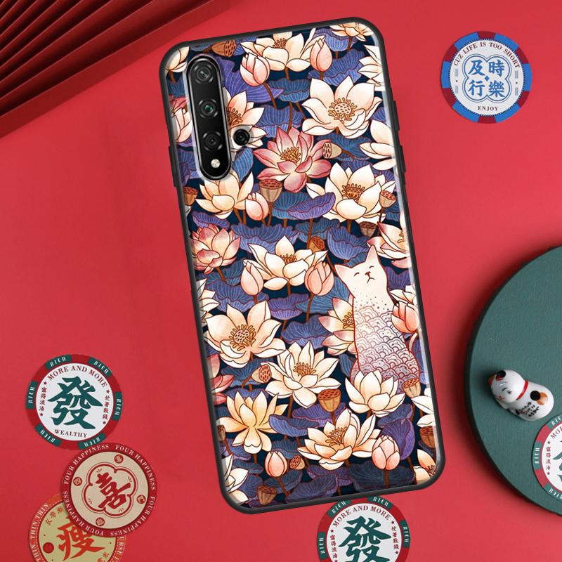 Lotus Flower For Huawei P30 P20 P40 Lite P60 Pro Nova 5T 12s 12i 11i Y90 Y70 Y60 Y61 Y91 Y72 9 10 SE Case