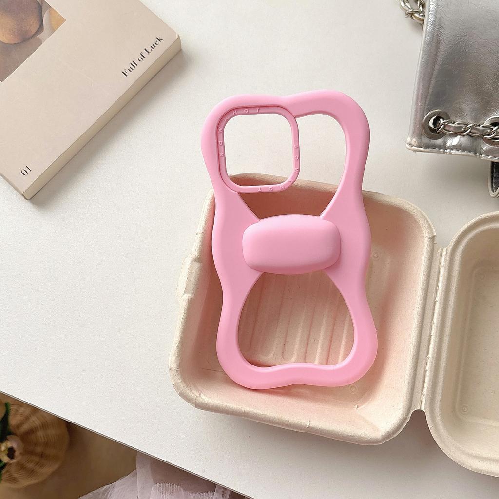 For iPhone 15 Pro Silicone Case Cute Hollow Butterfly Bow Design Shockproof Phone Back Cover