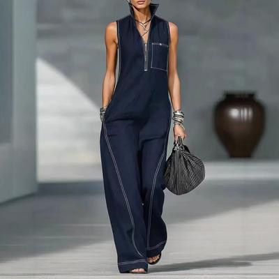 Ärmlös Jumpsuit för Kvinnor Ståkrage Mellanhög Business Casual Vid Ben Jumpsuit Romper