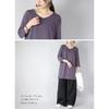 [And It] Made In Japan V-neck A-line Long Cut and Sew Ladies Tops Plain Color 100% Cotton Tunic T-shirt Ron T One Piece M 51 Black (long Sleeve)