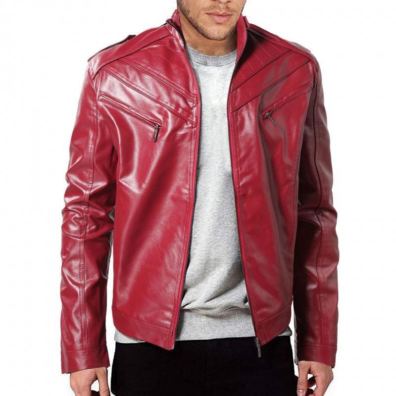 European and American men's high-quality leather jacket new PU large size leather jacket casual locomotive leather jacket jacket
