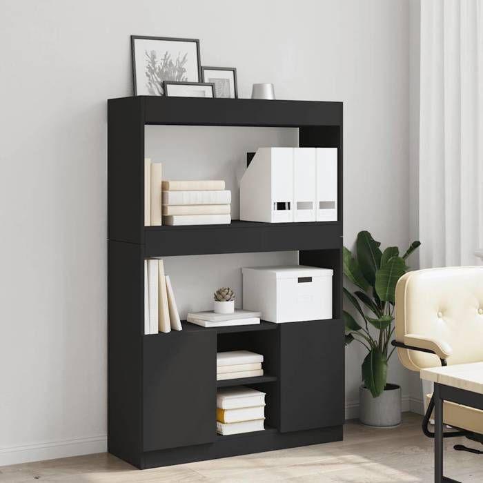 VidaXL Highboard Black 92x33x140 Cm Engineered Wood, Bookcase, Modern Bookcase, Bookshelf, 3309610