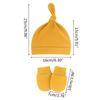 2 Pcs Cute Tail Knot Turban Beanie Cap Soft Cotton Comfy Baby No Scratch Mittens Kit Baby Anti Scratching Gloves Hat Set