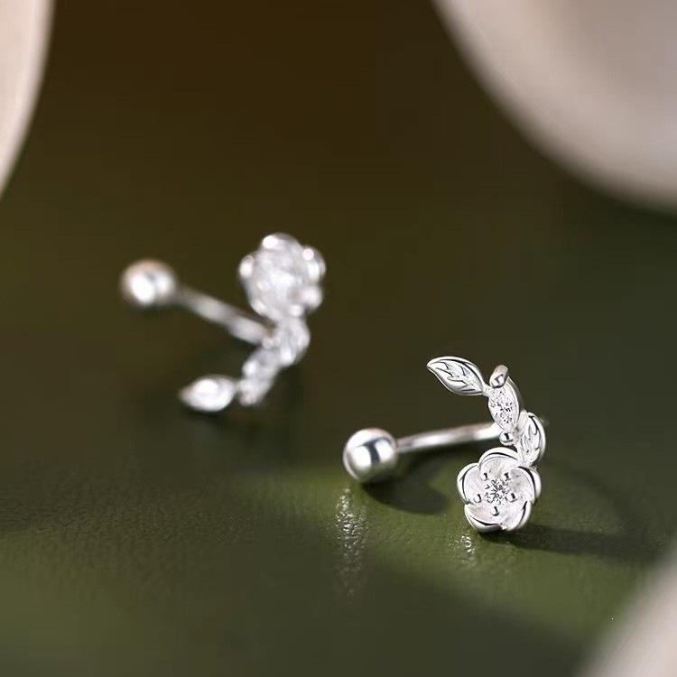 High-End 925 Sterling Silver Flower Stud Earrings - Niche Design, 2025 Collection