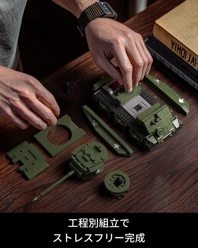 Nifeliz M4A3E8 Sherman Tank Building Blocks for Adults, Military Model Toy, OfficeHome Decor  Birthday Gift (860 Pieces, NF10313)