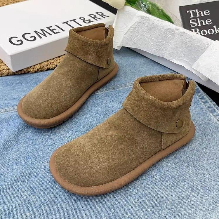 2025 New Soft Leather Big Head Short Boots Women's Platform Single Boots Autumn Matte Leather Retro Women's Boots Rear Zipper Martin Boots