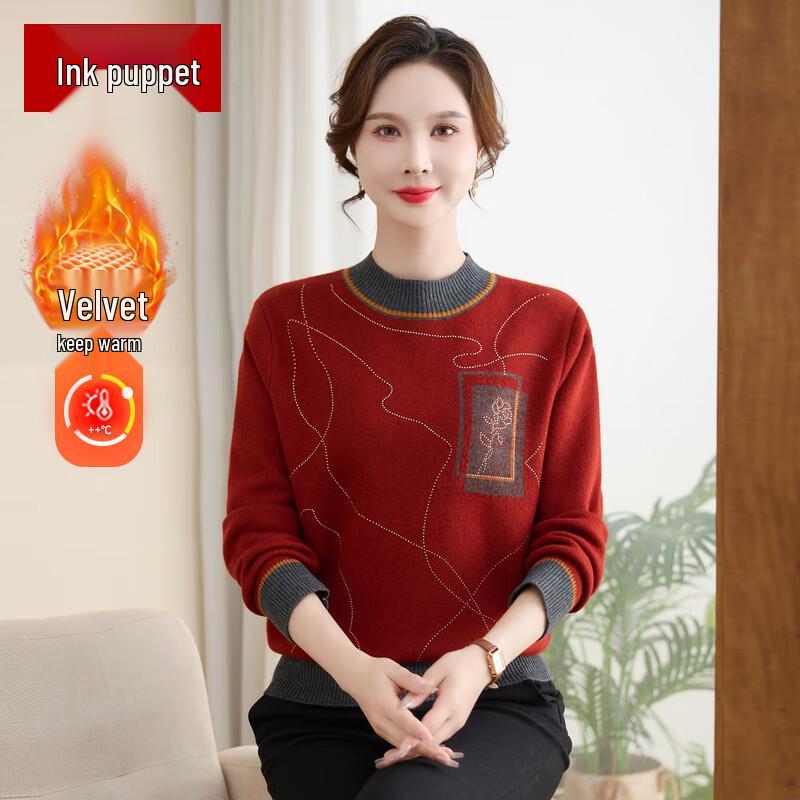 

Women s Plus Velvet Thickened Pullover Sweater 4XL