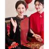 Pasite Chinese Style Mother-of-the-Bride Long-Sleeve Mid-Length Dress