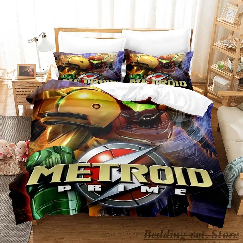 Metroid Prime Bettwäscheset Einzelbett Twin Full Queen King Size Bettset Erwachsener Kind Schlafzimmer Bettbezugsets Spiel parure de lit Bett