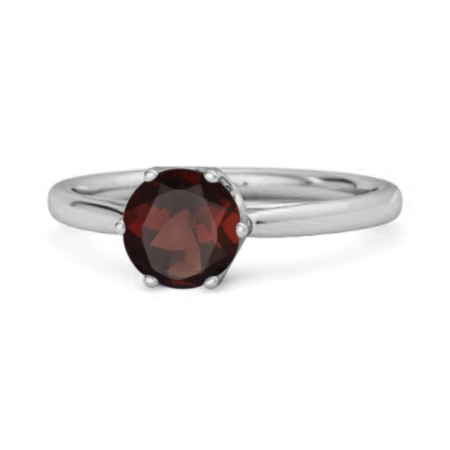 

Garnet Minimalist Solitaire Ring - 925 Sterling SIlver 6.5 білий