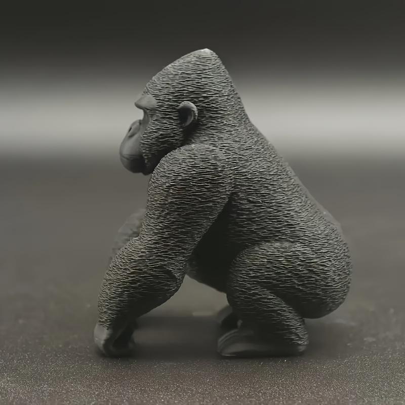 3D Printed Silver Backed Gorilla Statue, Realistic Chimpanzee Ornament, Used for Desktop, Office, and Holiday Home Decoration