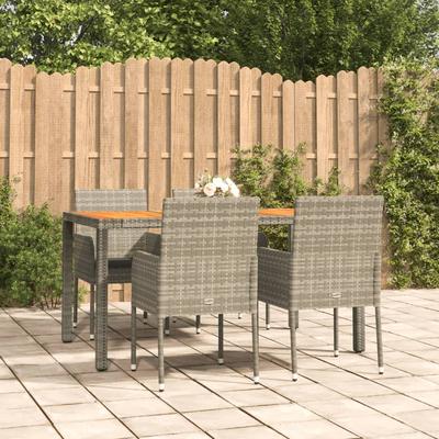 Vidaxl 5-Cz. Garden Furniture Set With Cushions, Grey Rattan Pe