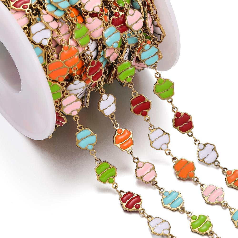 0.5m Colored Stainless Steel Enamel Chains Ocean Style Handmade Chains for DIY Bracelet Waist Chain Jewelry Making Chain