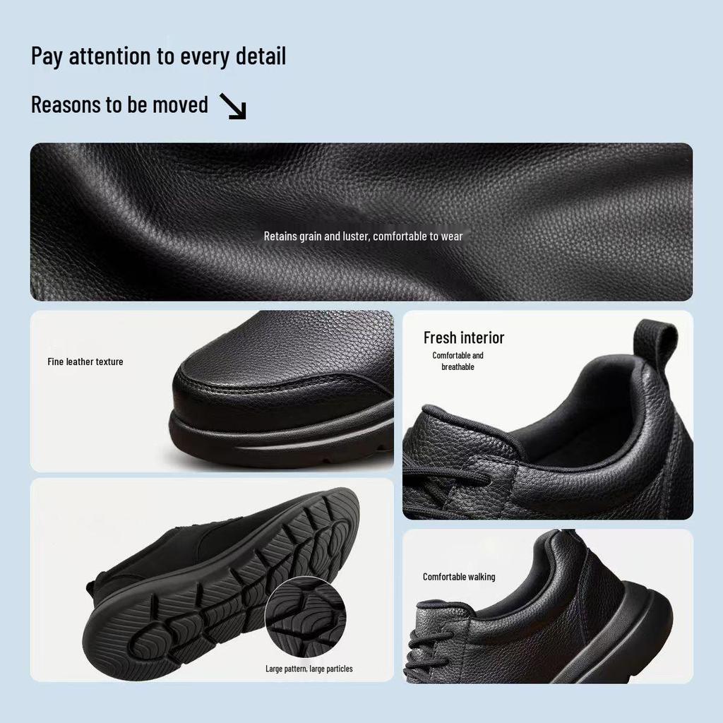 Herren Freizeit-Slipper aus Leder - Weiche Sohle & Obermaterial, Ideal für Menschen mittleren Alters und ältere Menschen.