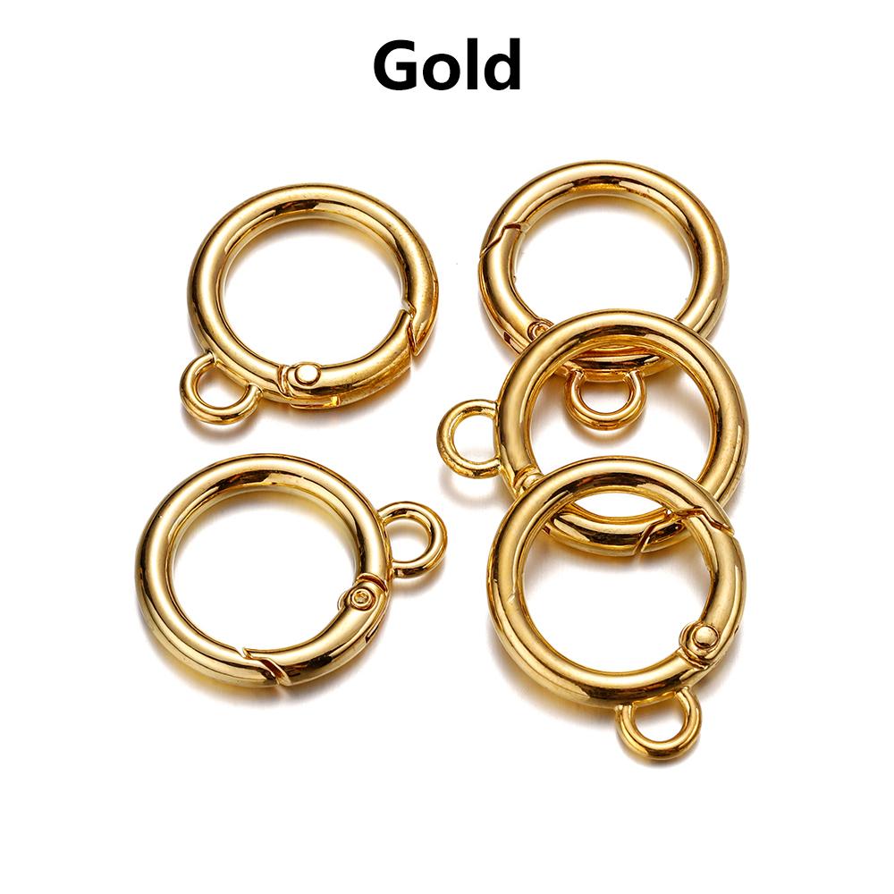 5Pcs Alloy O Ring Spring Clasps With Hole Openable Round Carabiner Keychain Bag Clips Hook Connector For DIY Jewelry Key Rings