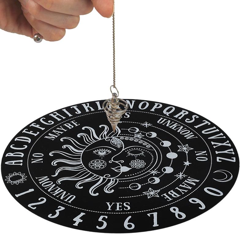 Wooden Pendulum Board with Stars Sun and Moon for Divination Message Board Metaphysical Altar Decoration Supplies