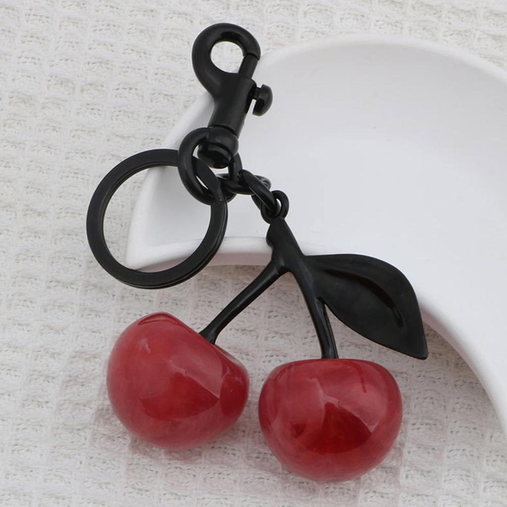 Youthful Cherry Accessory Fashionable Keychain Alloy Resin Texture Cherry Keyrings Suitable for Party and Casual Outfits