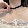 Trendy Crystal Circle Buckle Choker Necklace Lady's Sexy Velvety Clavicular Chain Chic Black/Wine Neck Jewelry